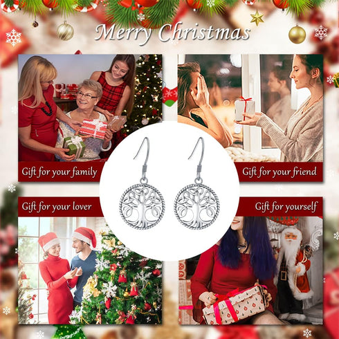 925 Silver Celtic Knot Tree of Life Drop Hook Earrings Mother Day Jewelry Gift for Mom...