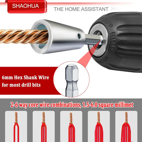 SHAOHUA 2PCS Wire Nut Twister, Wire Twister Tool for Drill, Drill Wire Twister, Upgrades Wire Nut Twister for Electrical Power Drill, 1/4" Chuck E...