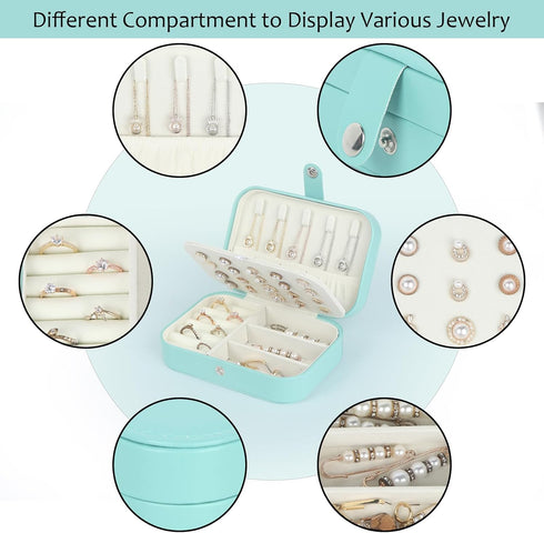 Travel Jewelry Box, PU Leather Small Jewelry Organizer for Women Girls,Portable Mini Travel Case Display Storage Holder Boxes for Stud Earrings, R...
