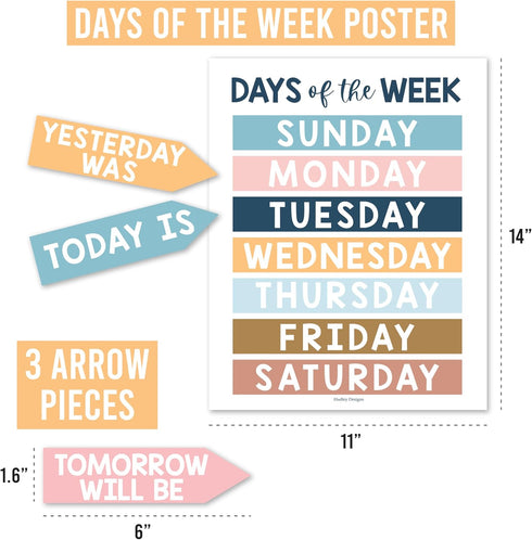 Hadley Designs Boho Calendar For Classroom Elementary Classroom Must Haves - Classroom Calendar Set Bulletin Board Sets For Teachers, Bulletin Boa...