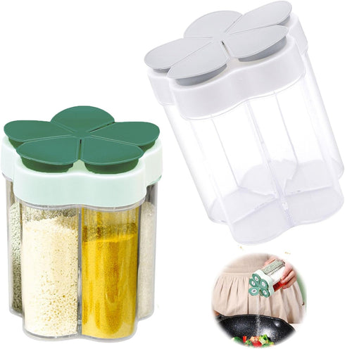 2 Pcs 5 in 1 Spice Containers, Multi-Spice Dispenser, Portable Travel Seasoning Condiment Containers, Salt Pepper Spice Shaker with Lid and Labels...