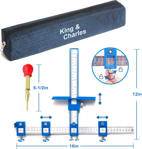 King&Charles Cabinet Hardware Jig, Cabinet Handle Jig with Automatic Center Punch, Cabinet Jig for Handles and Pulls on Drawers/Cabinets, Cabinet ...