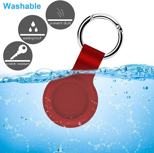 AirTag Keyring Silicone Case with Hook for Apple Air Tag GPS Tracker Bluetooth. Safety; Keys, Bags, Luggage, Bikes, Dog Cat Collar Anti- Lost Anti...