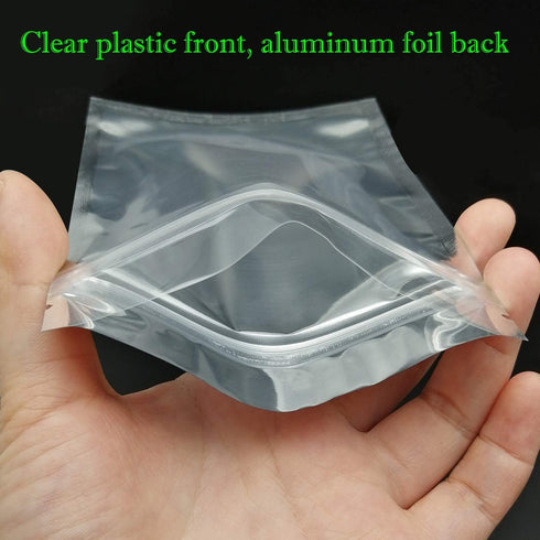 100 Pack Resealable Mylar Bags- 4 x 6 Inch Flat Zip lock Bags Food Storage Packaging Pouch Clear Silver Aluminum Foil Bags...
