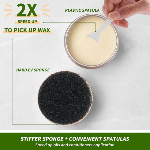 Herda 2pcs Food Grade Mineral Oil & Wax Applicator for Wood Cutting Board, Butcher Blocks, Safe Cutting Boards Oil Sealer -Bamboo/Wooden Spoon Ute...