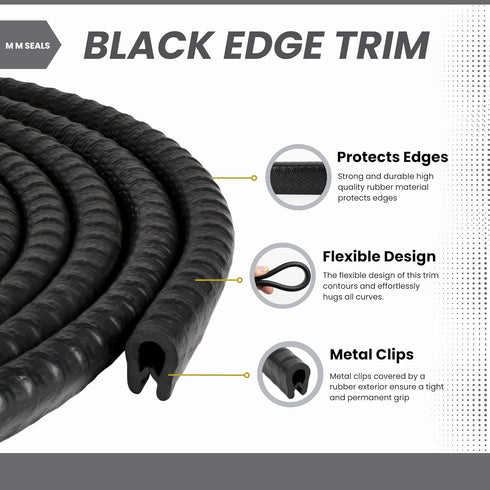 Edge Trim Black Small, Fits Edge 1/16 to 1/8 Inch, Length 10 Feet (3.05 Meter)....