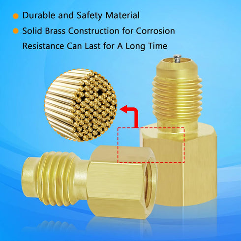 Boltigen R134a Refrigerant Tank Adapters, R12 R22 to R134a Adapter Connector, 1/2 to 1/4 Flare R134a Vacuum Pump Adapter Fittings with Valve Core ...