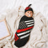 USA Thin Red Line Firefighter Axe Pattern Baby Newborn 100% Cotton Swaddle Blanket with Beanie Hat Set Cotton Receiving Blankets Sleep Sack for Gi...
