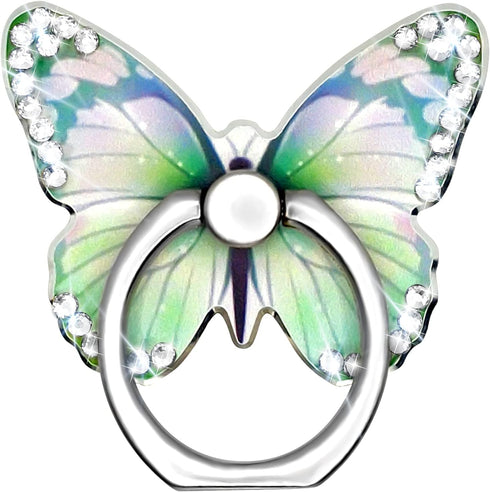 Cavdycidy Bling Metal Cute Butterfly Cell Phone Ring Holder 360°Rotation Finger Stand Kickstand Universal Compatible with All Smartphone(Diamond W...