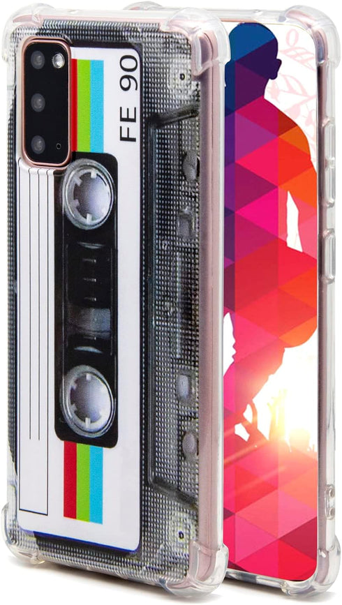 Case for Galaxy S20 with Reinforced Corners TPU Soft Bumper Retro Cassette Tape Case Compatible with Samsung Galaxy S20...