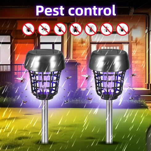 Solar Bug Zapper Outdoor Mosquito Zapper Mosquito Killer Lamp for Patio Backyard Garden Pathway Insect Mosquito Repellent Purple and White Light (...