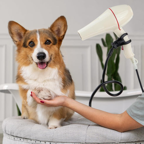 DYNWAVE Dog Hair Dryer Stand, Pet Grooming Table Hair Dryer Holder Hose Tube Holder Hands- Groomers Adjustable Third Arm with Clamp, 360 Degrees R...