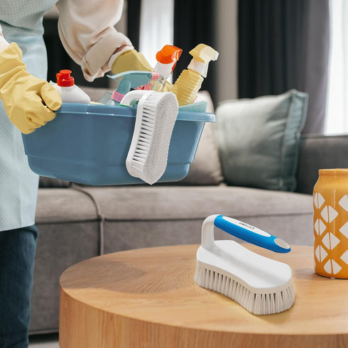 Amazer Scrub Brush for Cleaning Comfort Grip Shower Scrubber Flexible Stiff Bristles with Handle Heavy Duty Cleaner Brush for Tub Sink Carpet Floo...