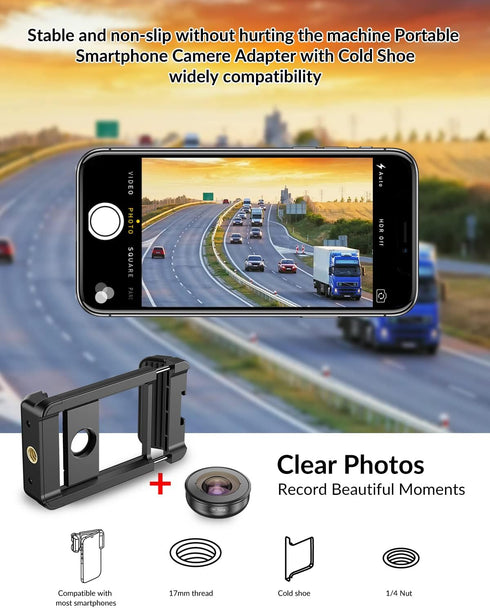 17 mm Thread Lens Adapter, Telephoto Lens Phone Mount Sturdy and Wear-Resistant, Lens Holder Suitable for All Lens&Telephoto Lens with 17mm Thread...