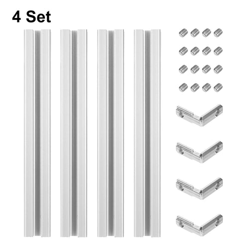 uxcell 4 Pcs T Slot 2020 Aluminum Extrusion Profile European Standard 200mm x 20mm Linear Rail Extrusion Frame for 3D Printer, CNC, DIY (Silver To...