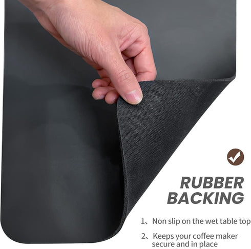 Coffee Mat(Dark Gray 12"x19''), Coffee Bar Mat for Countertop, Anti-Slip Absorbent Dish Drying Mat for Kitchen, Suitable for Coffee Machine, Coffe...