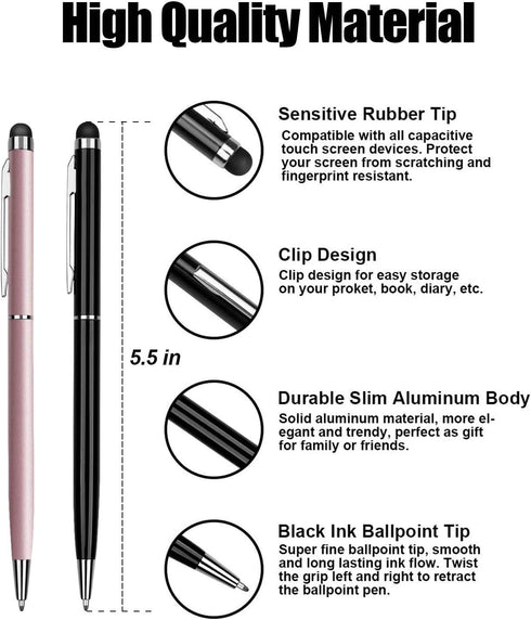 Stylus Pens for Touch Screens anngrowy Stylus Pen Universal Stylus Ballpoint Pen 2 in 1 Stylists Pens for iPad iPhone Tablet Laptops Kindle Samsun...