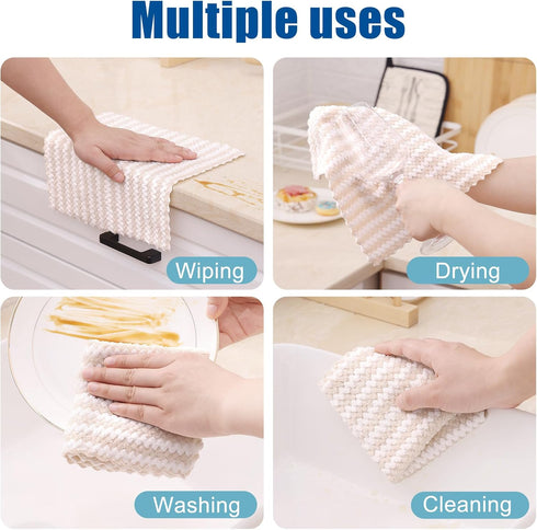 Homaxy 12 Pack Kitchen Dish Cloths, Ultra Soft and Absorbent Dish Towels, Reusable Fast Drying Microfiber Cleaning Cloth, Coral Velvet Wave Design...