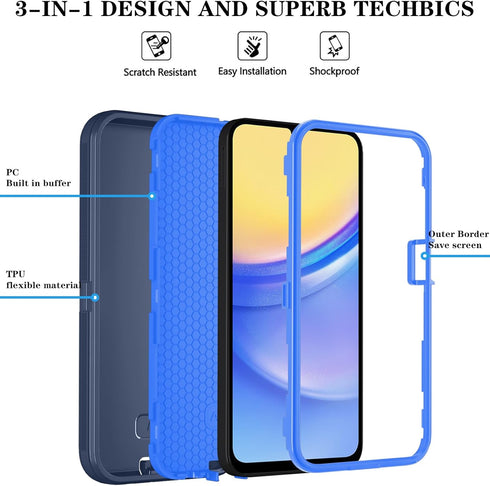 Qinmay Phone Case for Samsung Galaxy A25 5G Case with HD Screen Protector, Samsung A25 5G Case Durable Shockproof 3-Layer Cover for Galaxy A25 5G ...