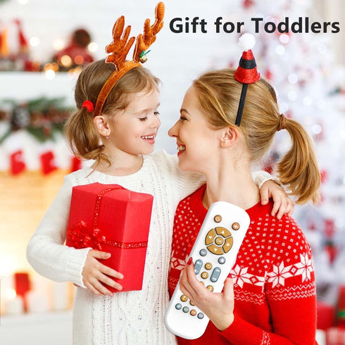 Baby TV Remote Control Toy with Music Sound and Light, Toddler Realistic Play TV Remote Toys Early Educational Learning Toy with 3 Language Musica...