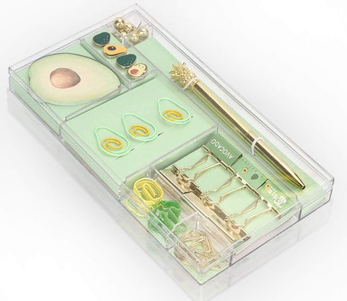 Cute Desk Accessories,This Office Supplies for Women Package Comes with Ballpoint Pens,Paper Clips,Note Paper,Thumbtacks,Binders,and Schools Can A...
