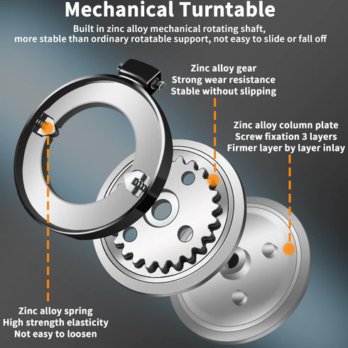 Smooth Alloy Phone Ring Grip Holder, 360 Rotation finger ring Kickstand for iPhone, iPad, Samsung, and all Smartphones Tablets (PRG-B)...