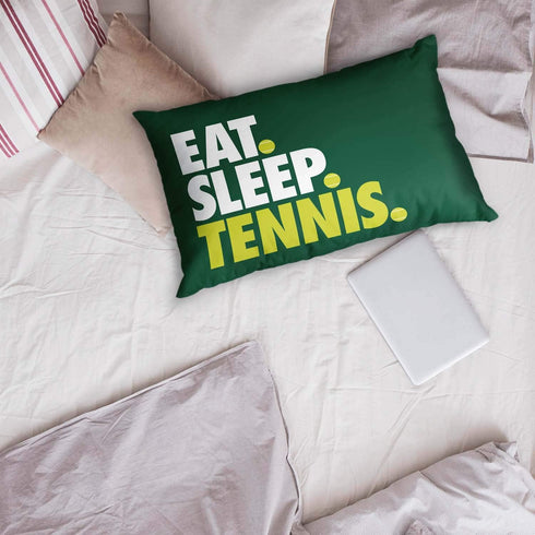 ChalkTalkSPORTS Eat. Sleep. Tennis. Pillowcase, Green, 30 in x 20 in, Polyester, Machine Washable...