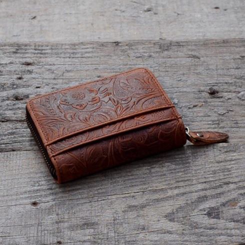 JJNUSA Men Minimalist Leather Wallet Card Holder Distressed Gifts Zipper bag...