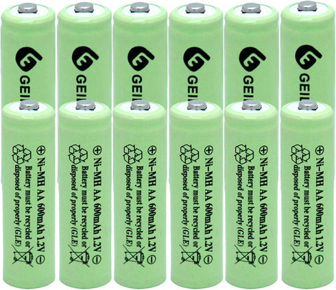 AA 600mAh 1.2V NiMH Rechargeable Batteries for Solar Light,Solar Lamp,Garden Lights Green(12 PCS)...