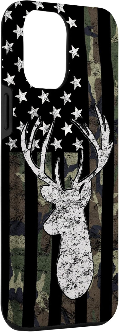 Deer Hunting Camouflage American Flag Whitetail Buck USA Case for iPhone 12 Pro Max...
