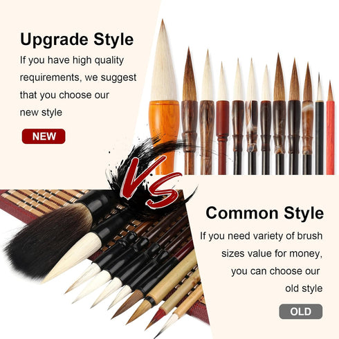10Pcs Chinese Calligraphy Brushes Set, Painting Writing Watercolor Brushes, Kanji Japanese Sumi Drawing Brushes with Roll-up Bamboo Holder...