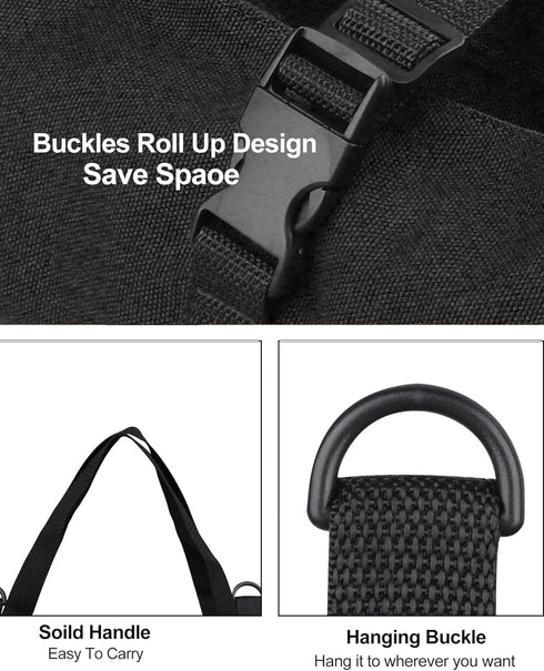 Roll Up Tool Bag, 16OZ Canvas Wrench Roll Up Pouch Multi-Purpose Tool Roll Organize, 5 Zippered Tool Pockets (Black)...