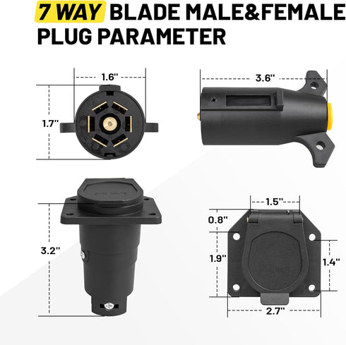 Oyviny 7 Pin Trailer Connector Male & Female, 7 Way Female and Male Trailer Plug Splice Kit, RV 7 Blade Trailer Receptacle for RV Boat 6-24V...