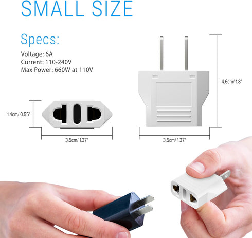 Unidapt US Plug Adapter, European to USA Travel Plug Adapter, Europe to America, Mexico, Japan, Canada Power Outlet Adapters Wall Plugs, Type A 4-...