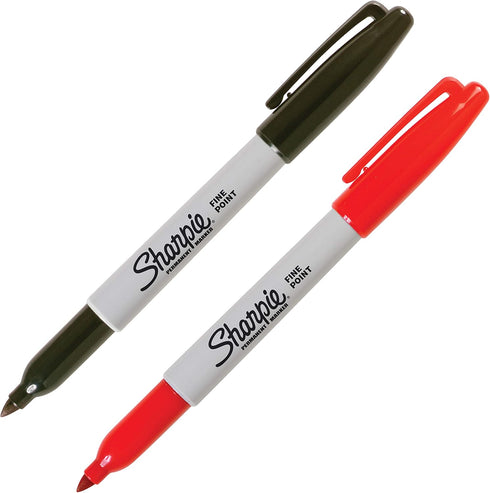 Sharpie Permanent Markers, Fine Tip, Black & Red, 2 Pack...