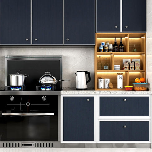 Thicken Peel and Stick Countertops Wood Contact Paper for Cabinets and Drawers Navy Blue Peel and Stick Wallpaper Self Adhesive Faux Wood Grain Co...