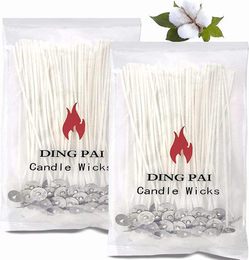 100pcs Cotton Candle Wicks, 6 inches Low Smoke Pre-Waxed Wicks for Candle Making, DIY...