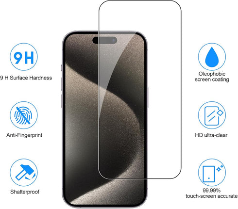 SIBEITU 3 Pack Screen Protector for iPhone 15 Pro Max, 6.7 Inch Tempered Glass Full Coverage HD Clear 9H Hardness, Scratch Resistent, Easy Install...