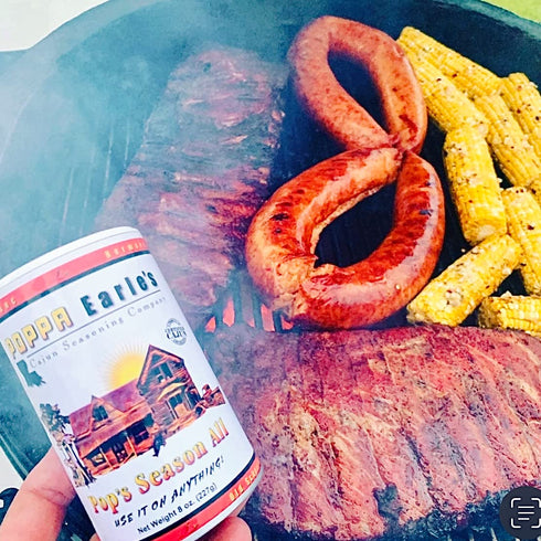 Poppa Earle's Seasoning (Cajun Seasoning Company) Gluten Free and No MSG All Purpose Seasoning "Pops Season-all" Pack of 3 (8) ounce cans...