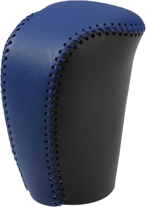 Gear Shift Head Knob Cover Transmission Lever Trim for Honda Civic 10th Gen 2016 2017 2018 2019 2020 Faux Leather Black Blue Stitches...