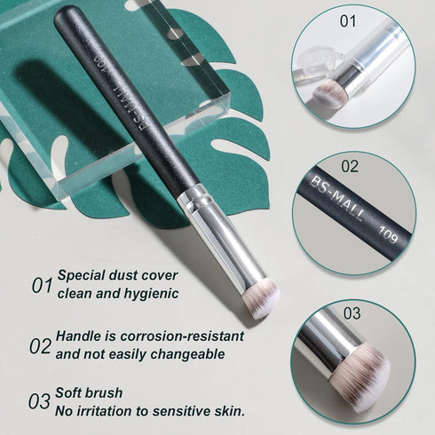 BS-MALL Concealer Brush Makeup Brushes Under Eye Angled Flat Top Kabuki Brush Small Foundation Pack of 2 Nose Contour Brush Travel Package...