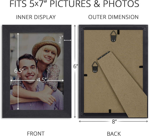 Icona Bay 5x7 Picture Frame Set (Black, 10 Pack), Simple Modern Design, Table Top Kickstand and Wall Hanging Hooks Included, Impresia Collection...