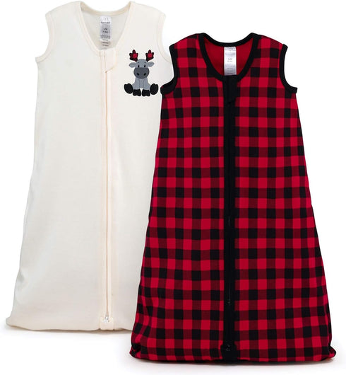 The Peanutshell Wearable Blanket Sleep Sack for Baby Boys or Girls, Woodland Moose & Buffalo Plaid, Sizes up to 12 Months (Small/Medium)...