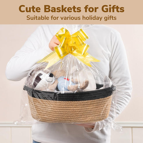 Goodpick Small Woven Basket, Decorative Basket for Home Decor, Small Woven Baskets with Handles for Gifts, Dog Toy Bin, Storage Baskets for Bathro...
