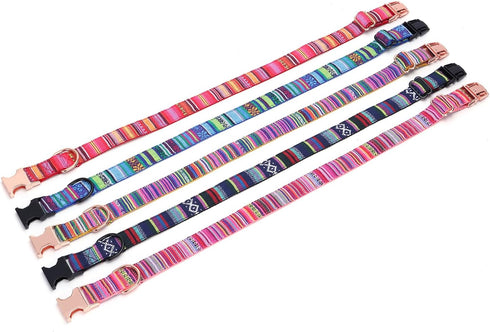 Multi-Colored Stripe Dog Collar, Soft Adjustable Dog Collars with Metal Buckle for Small Medium Large Dogs, Perfect Pet Collar Gift (Large, Blue)...