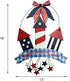 Metal Hanging Americana Fireworks Sign Patriotic Wall Decor American Flag Hanging Metal Star Wreath 4th July Garden Yard Signs Independence Day In...