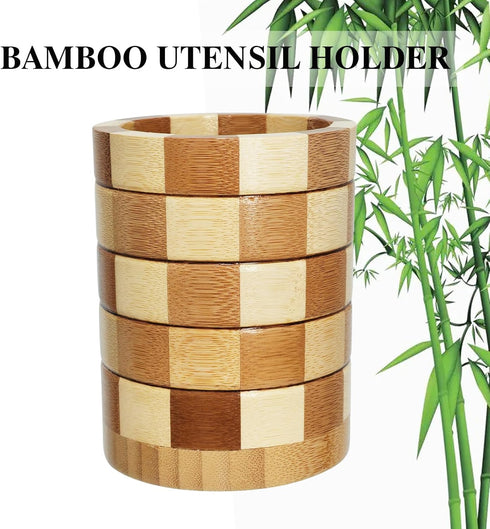 Bamboo Silverware Holder, Silverware Caddy, Silverware Organizer, Utensil Holder for Kitchen Countertop, Wooden Kitchen Utensil Organizer, Cooking...