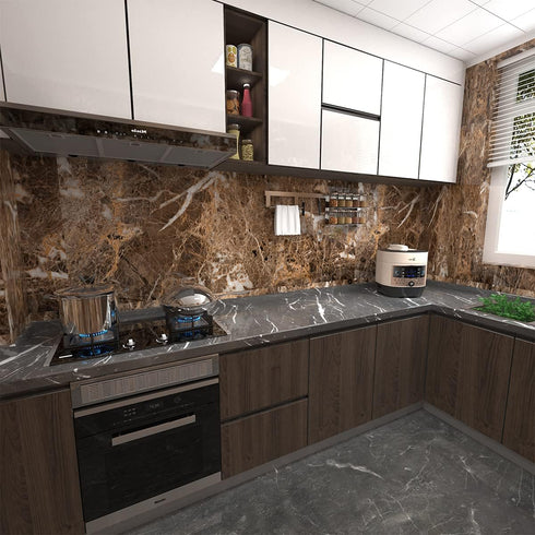 JSEVEM Brown Marble Wallpaper Peel and Stick Vinyl Granite Contact Paper Self Adhesive Wall Paper Stickers for Kitchen Countertop Cupboard (15.74"...