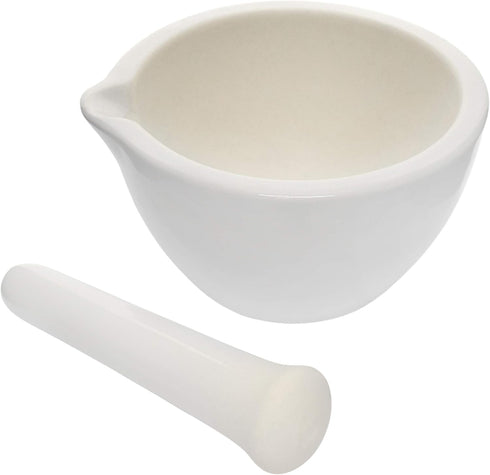 EISCO Porcelain Mortar & Pestle Set, 5oz (150ml) - Unglazed Grinding Surface - Excellent for Kitchen or Laboratory - Grinds Powdered Chemicals, He...