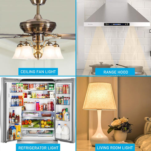 YukiHalu, A15 Appliance Light Bulb, 60W Equivalent for Range Hood/Refrigerator Light Bulb/Ceiling Fan Light, 600 Lumens 7W 120V 2700k Soft White E...